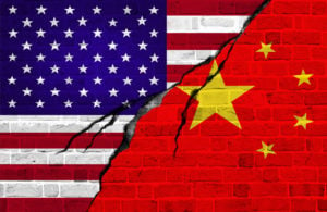 USA and China flag, conflict concept