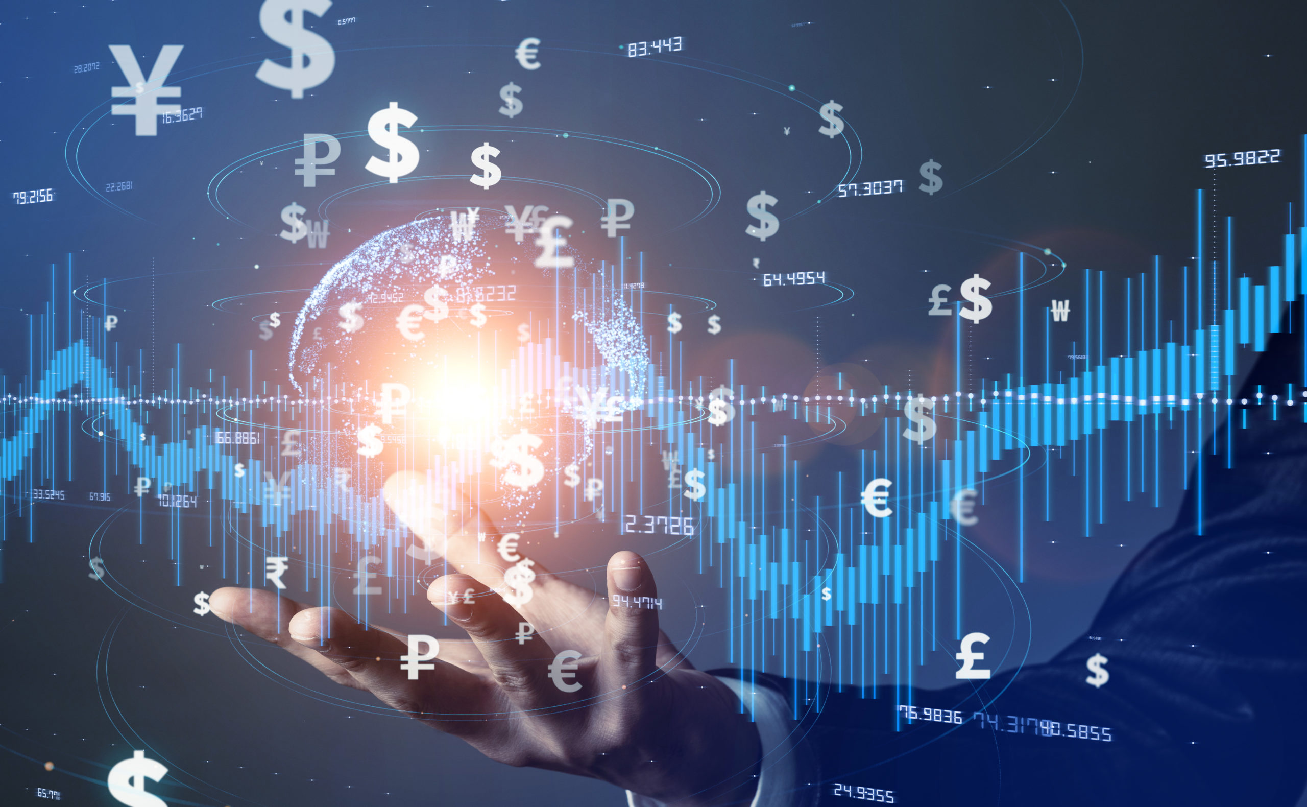 Financial technology concept. Fintech. Crypto currency. Electronic money. Cashless payment. Modern Monetary Theory.