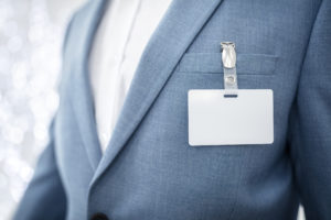 badge being worn during oral argument