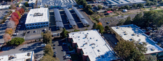 Aerial view of industrial office park