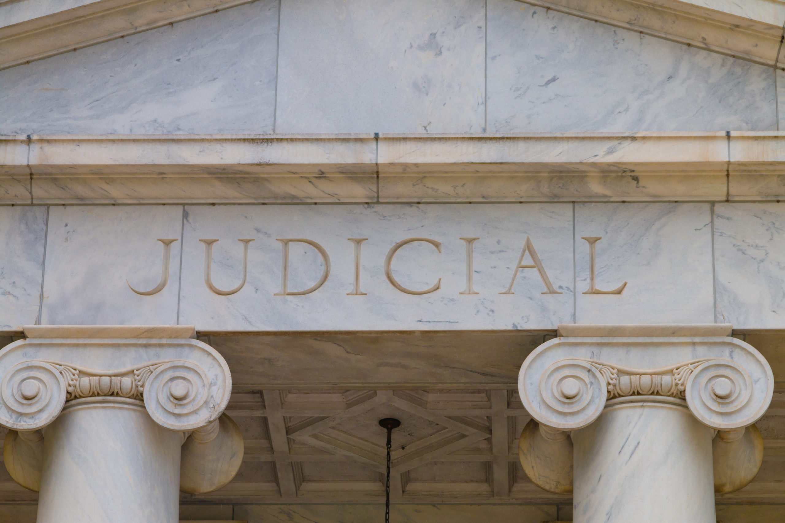 Judicial court building white marble and pillars.