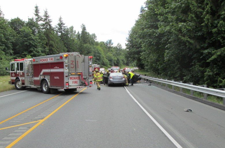 Cross median car collision.