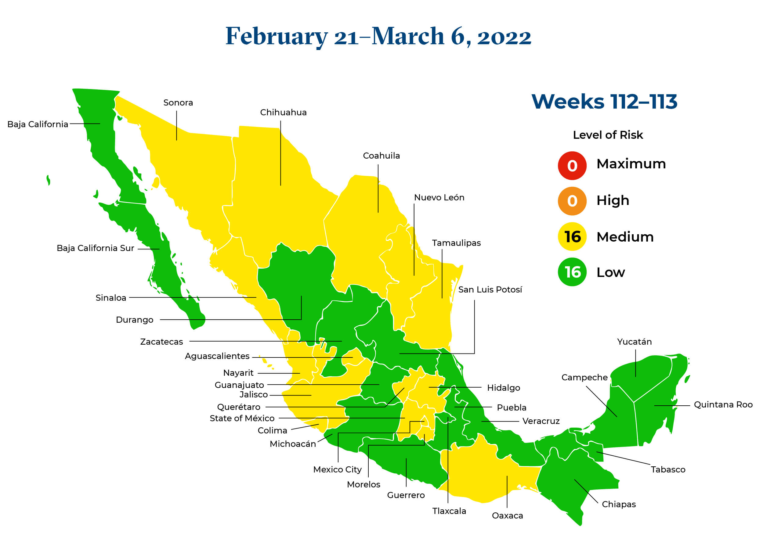 Mexico February 21 to March 6 Map