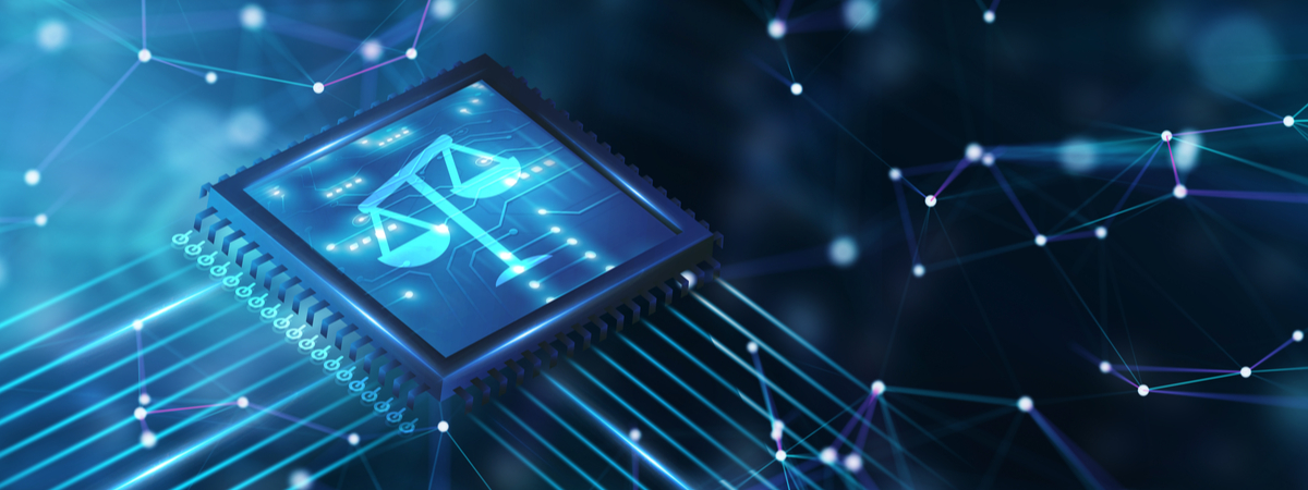 computer chip digital legal scales of justice