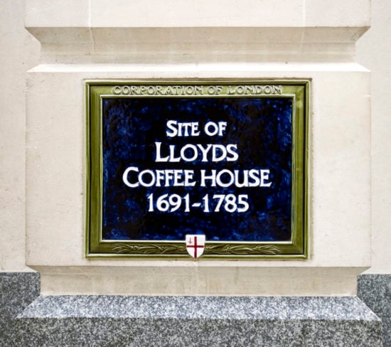 Site of Lloyds Coffee House - sign