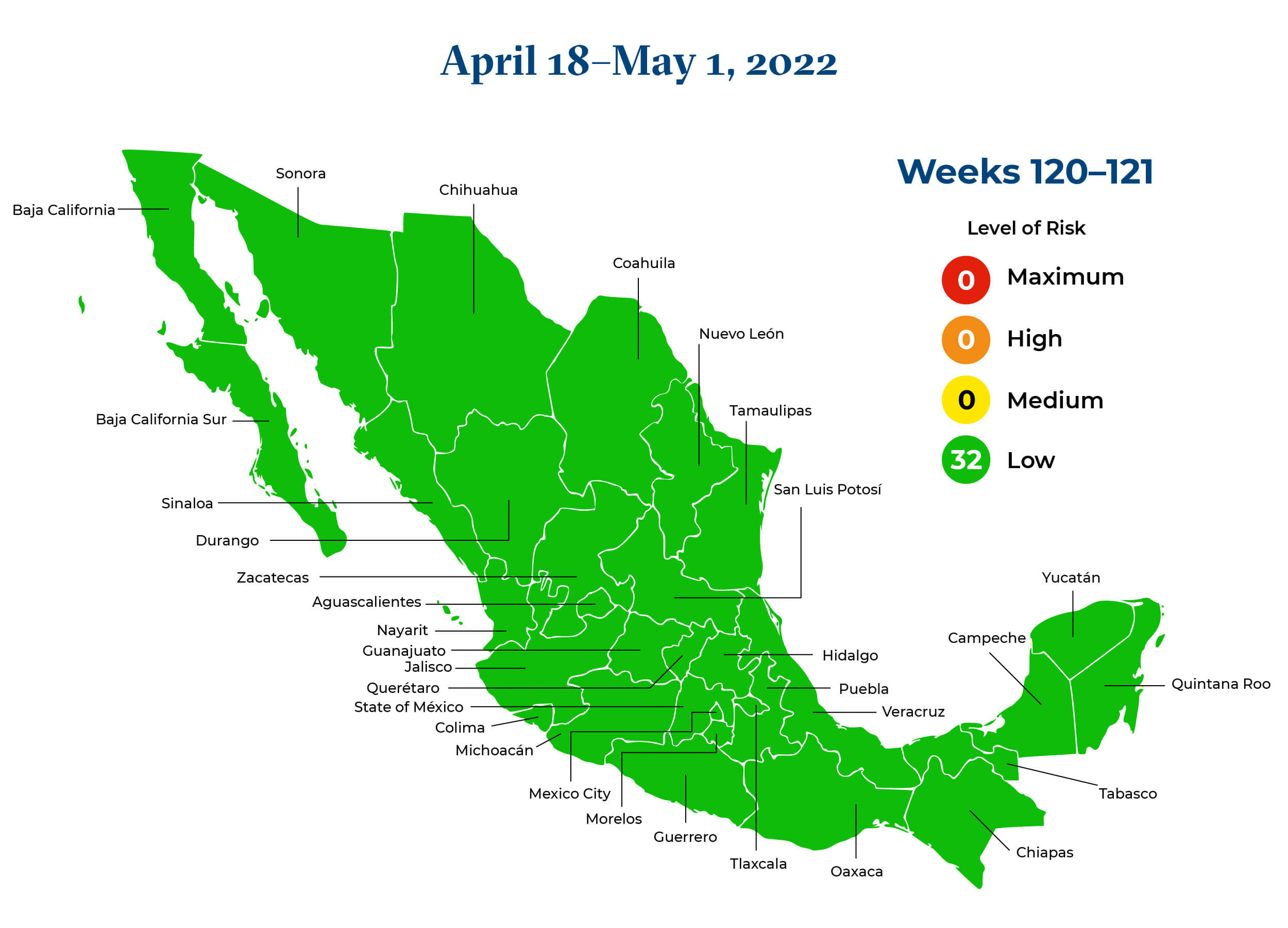 Mexico April 18 to May 1 Map