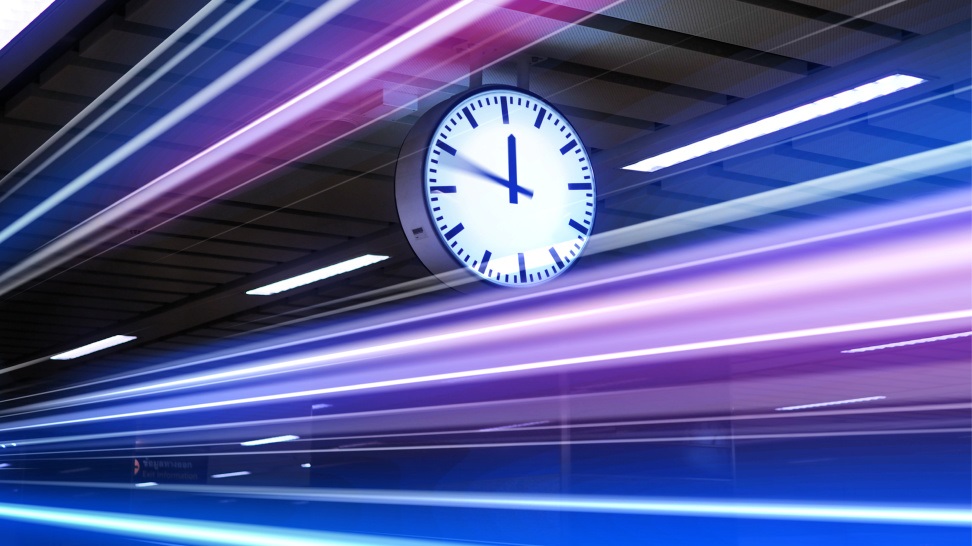 clock ticking fast in a subway
