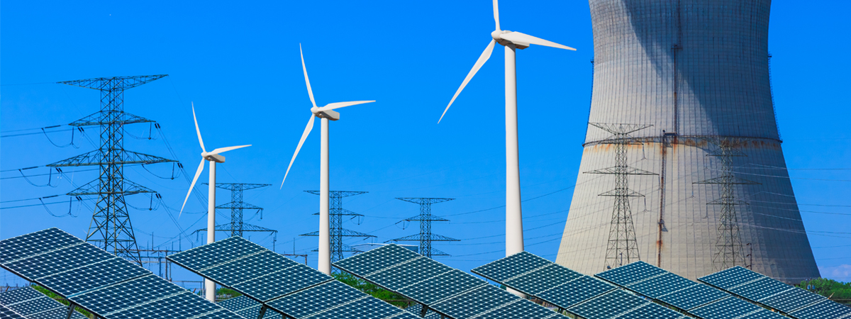wind turbines; solar panels;