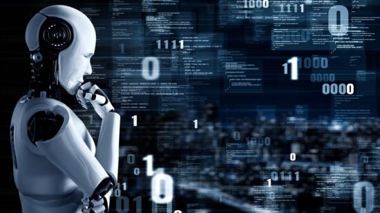 Futuristic robot artificial intelligence huminoid AI programming coding