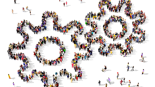Labor and employment_various people in shape of gears