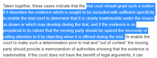 Motions in Limine from Fenimore case blurb