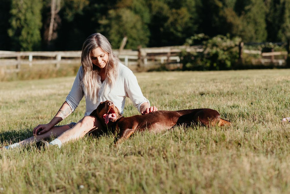 Attorney Gemma with her Doberman.