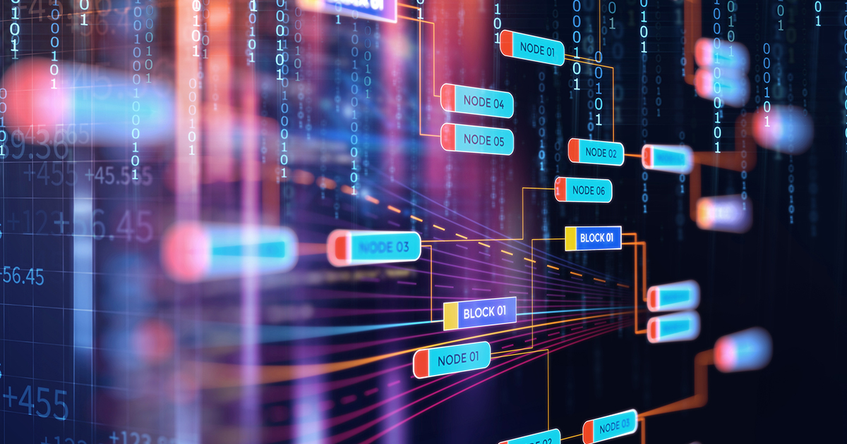 Block chain network concept on technology background