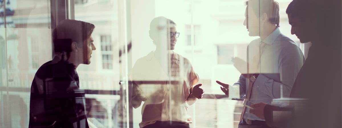 Business people having discussion in modern office