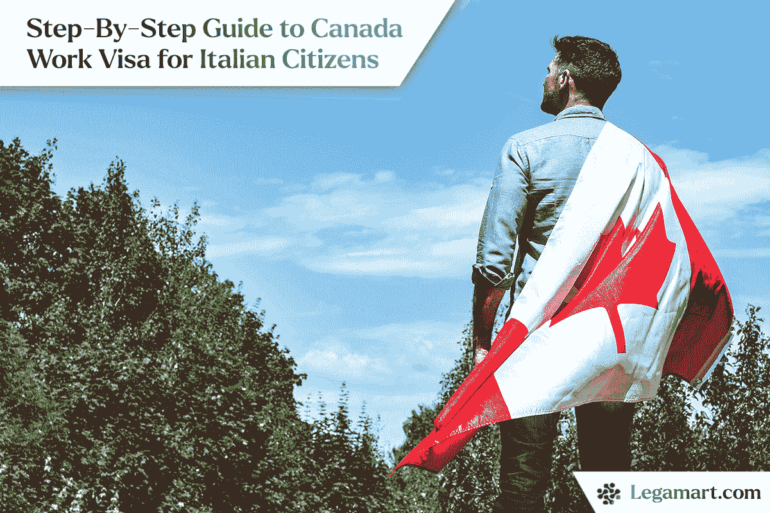 Canada work visa for italian General A man wearing a Canadian flag begins his new life after receiving a Canada work visa for Italian citizens