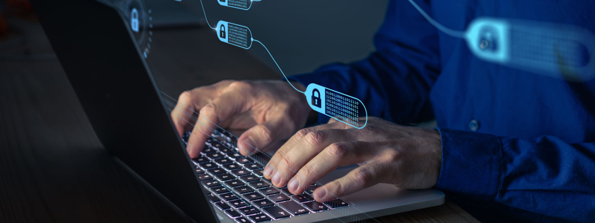 Blockchain financial technology to secure cryptocurrencies as bitcoin for online payments and money transaction. Fintech concept -Shutterstock_1894505215