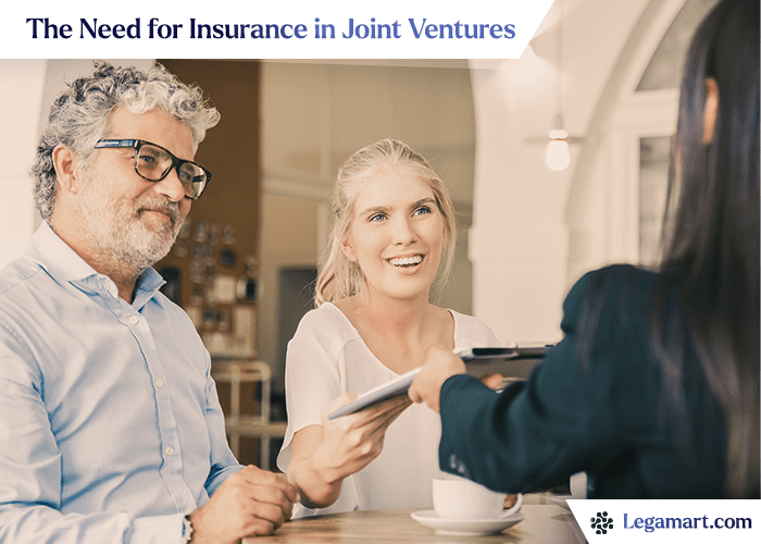 Need for Insurance in Joint Ventures Commercial and Business Law Two parties are discussing the need for insurance in joint ventures