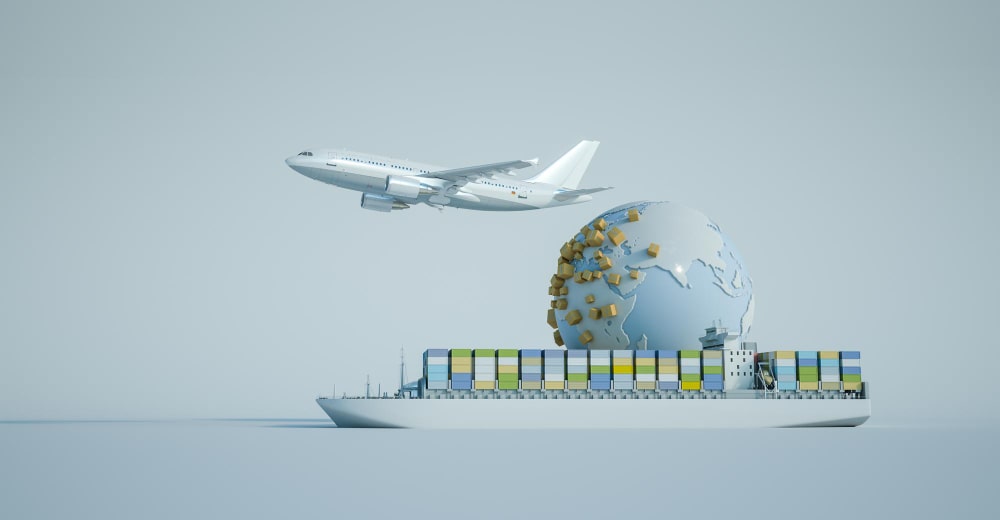 Choosing the right Incoterms General 3d rendering earth surrounded by packages flying airplane cargo container ship min - Choosing the right Incoterms in General