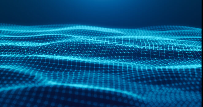 Blue Abstract background Futuristic wire frame wave for business,Science and technology background