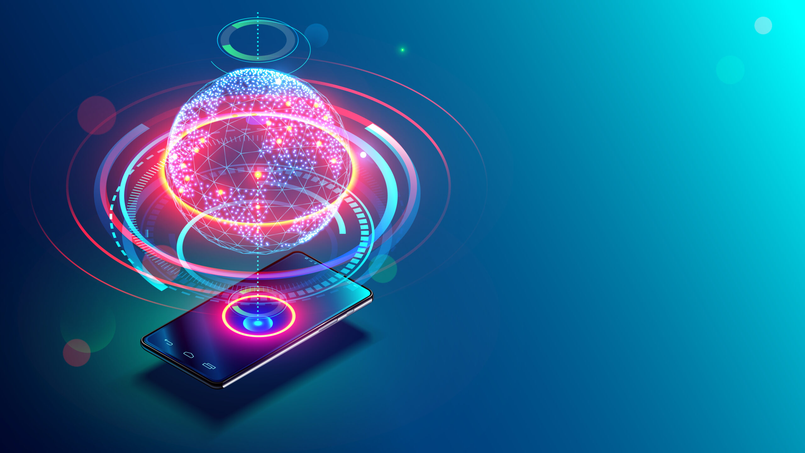 mobile internet. earth abstract over screen modern glass smartphone.