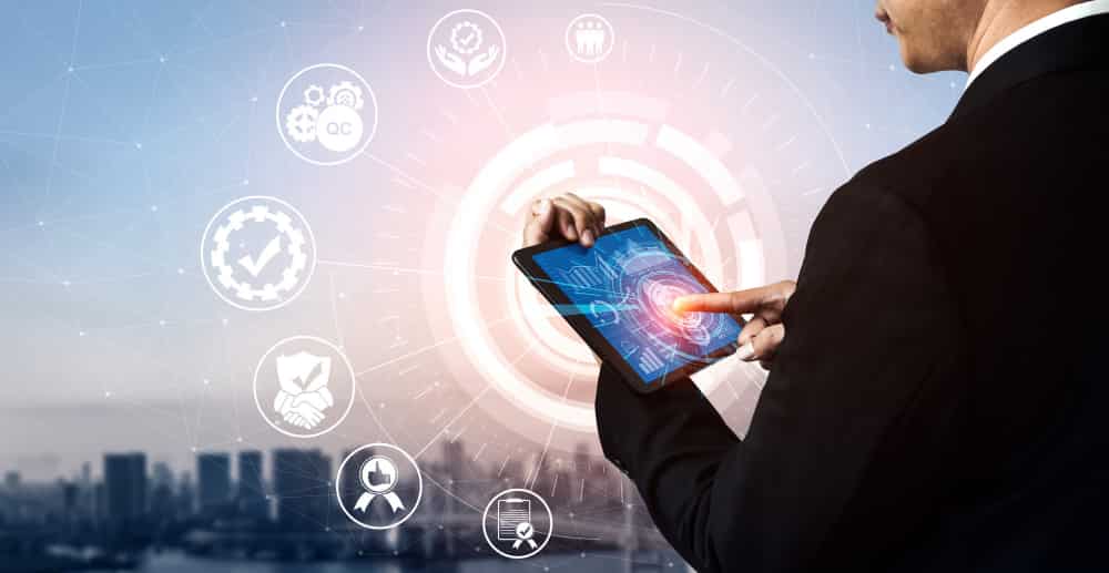 Compliance Challenges for Law Firms Commercial and Business Law A lawyer securing the client's confidential information in his tablet