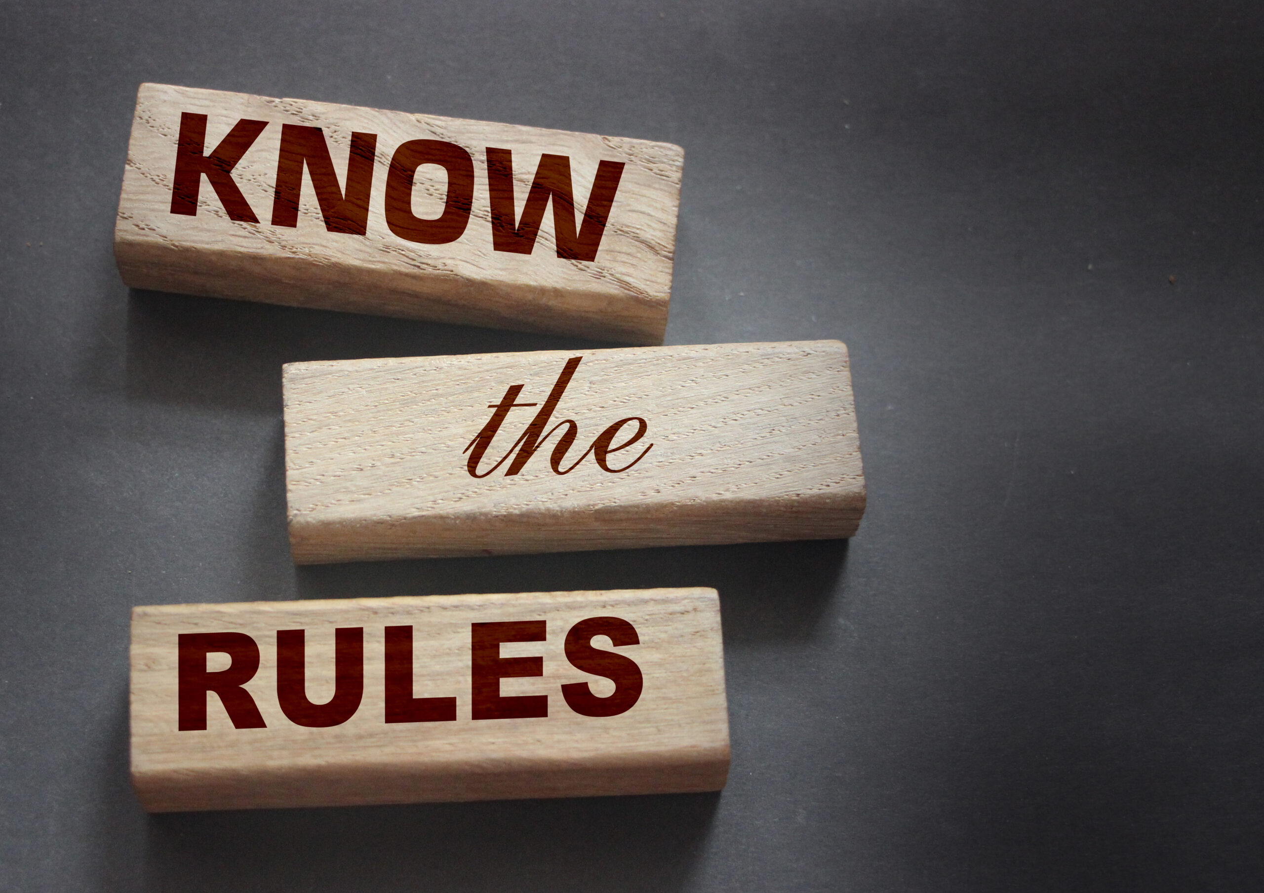 Know,The,Rules,Word,On,Wooden,Blocks,Isolated,On,Dark