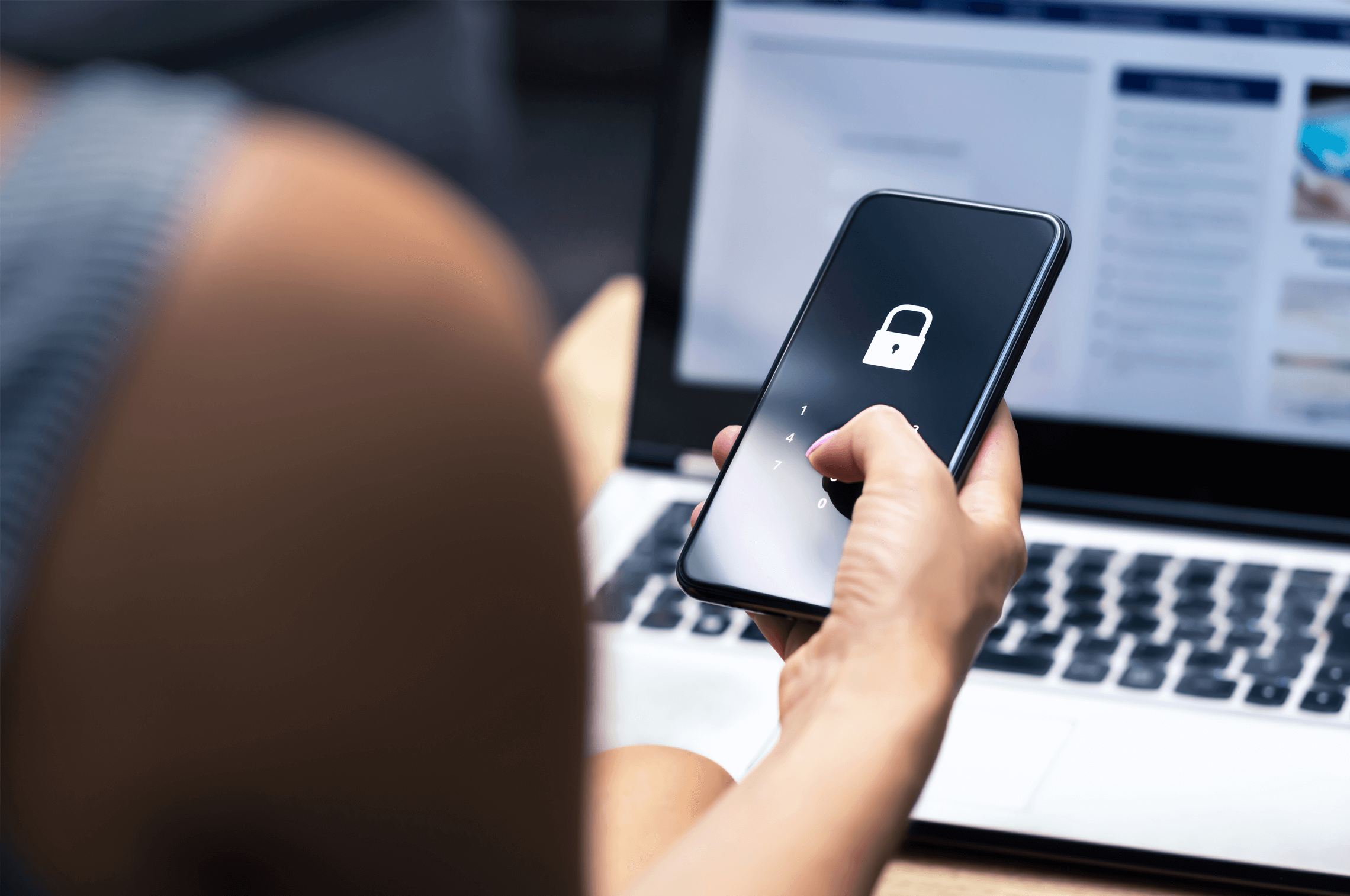 woman working on a secure legal practice management mobile application