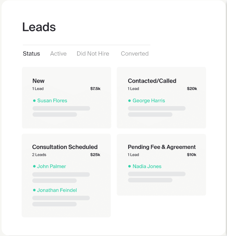 Track lead stages with the best crm for lawyers.
