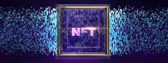 NFT non fungible tokenscrypto art on colorful abstract background-Shutterstock_1925622308