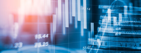 Stock market or forex trading graph and candlestick chart suitable for financial investment concept.