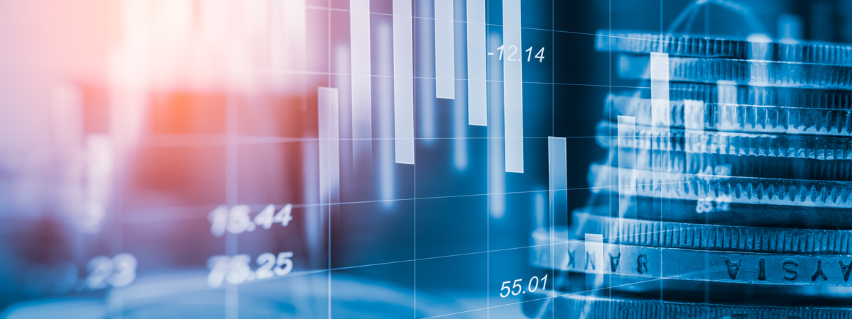 Stock market or forex trading graph and candlestick chart suitable for financial investment concept.