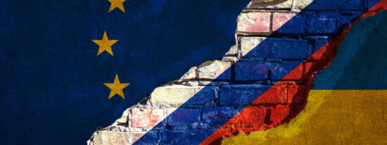 flag of Ukraine, Russia, EU europe union texture - concept for relations between countries, war troops Border Crisis, agreement, conflict, political tension-Shutterstock_2087864674