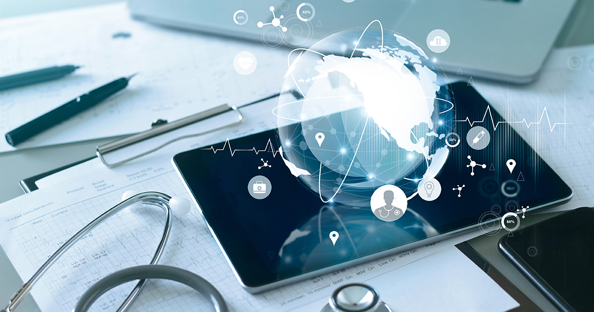 Medical global networking and healthcare global network connection on tablet, Medical technology.