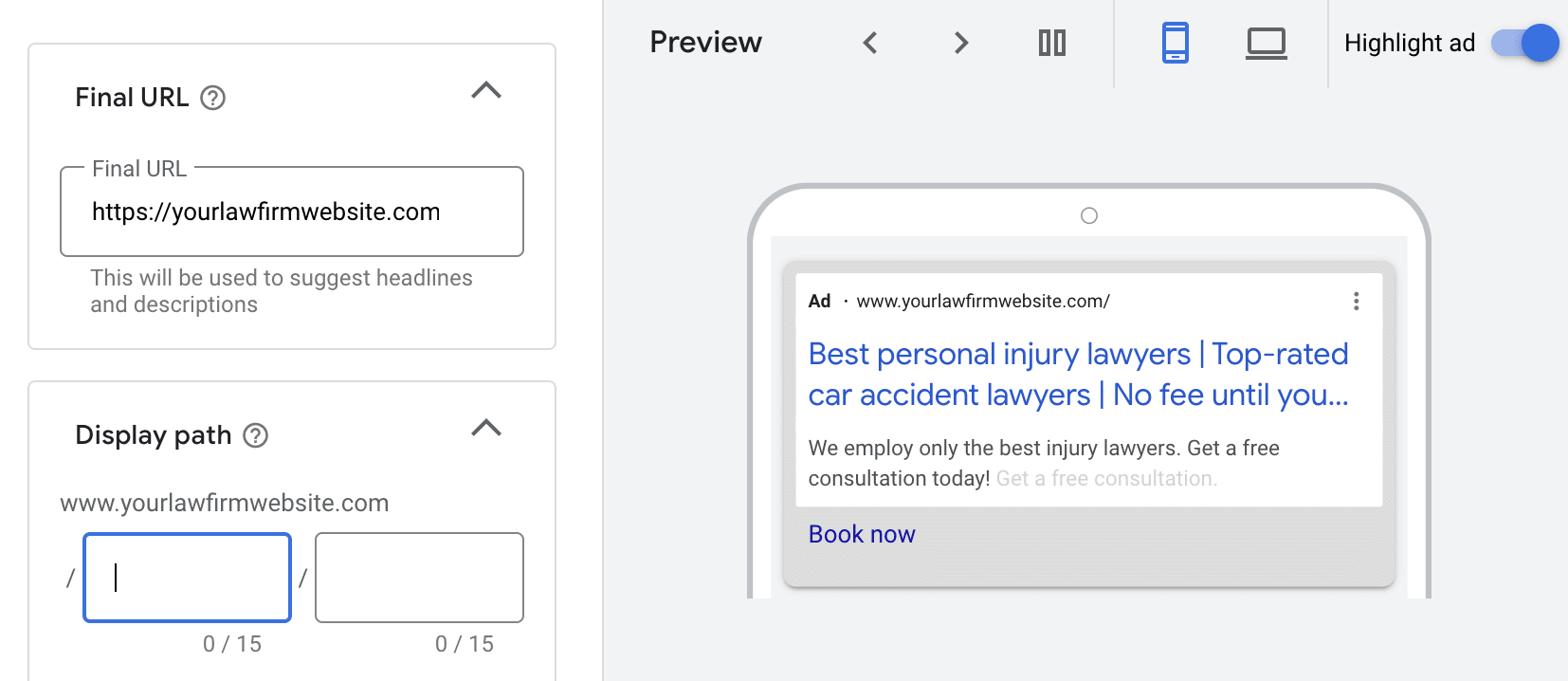 Personal Injury Lawyer PPC: 10-Step Guide 35 Google Ad example