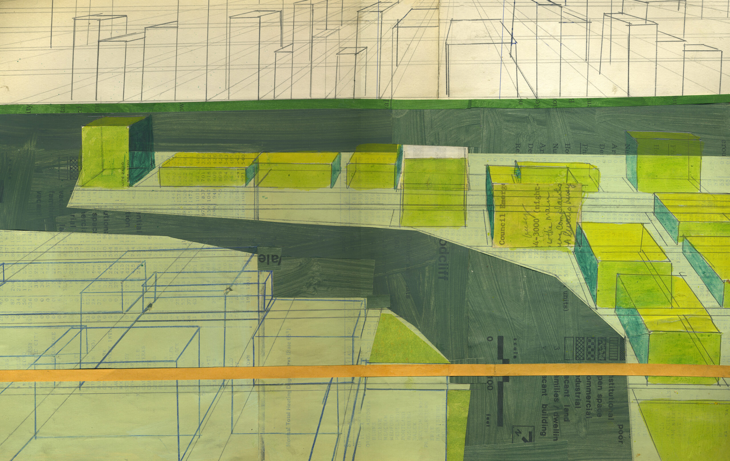 Abstract city tri -borough