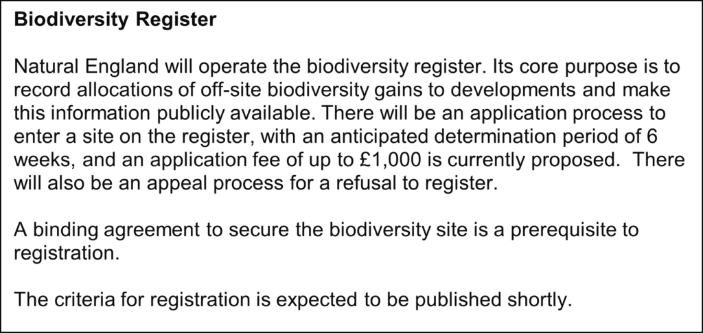Text Image describing England's biodiversity register.