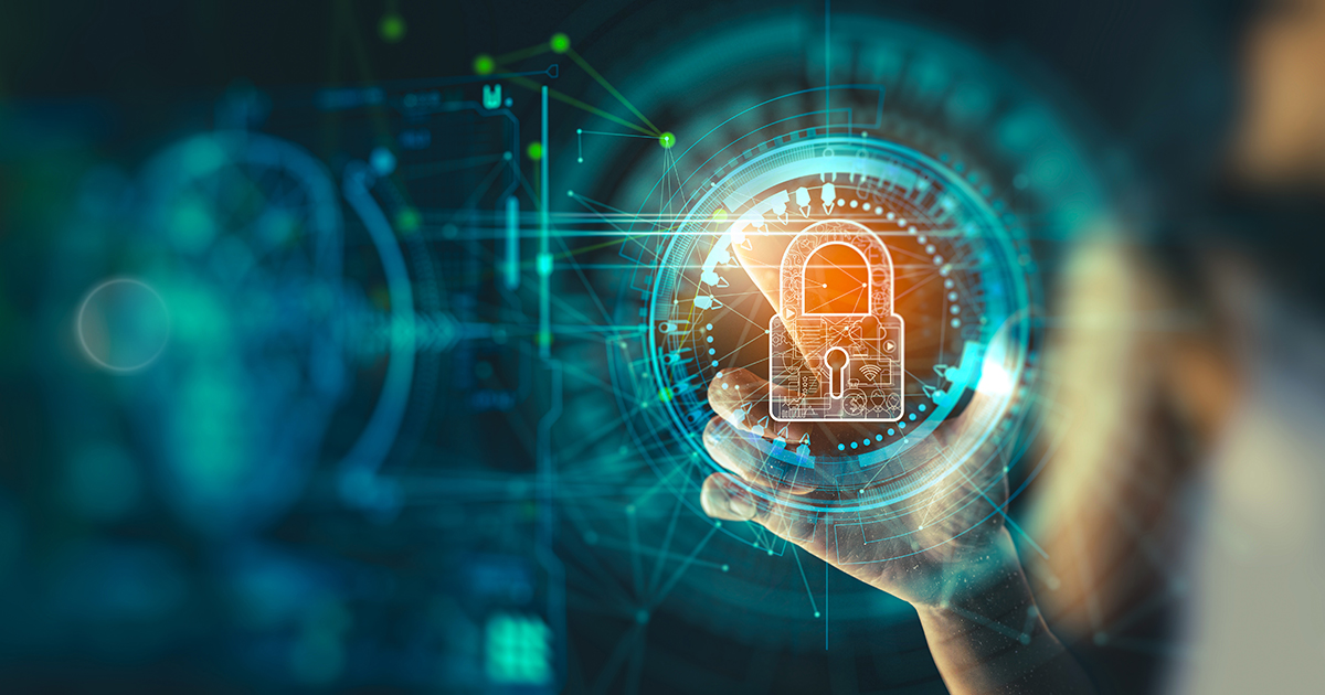 Cyber security and data protection. Businesswoman using modern screen computer protecting business and financial data with virtual network connection. Innovation technology develop smart solution.