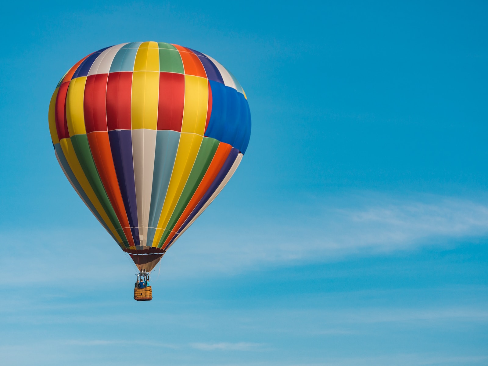 Hot air balloon on blue sky