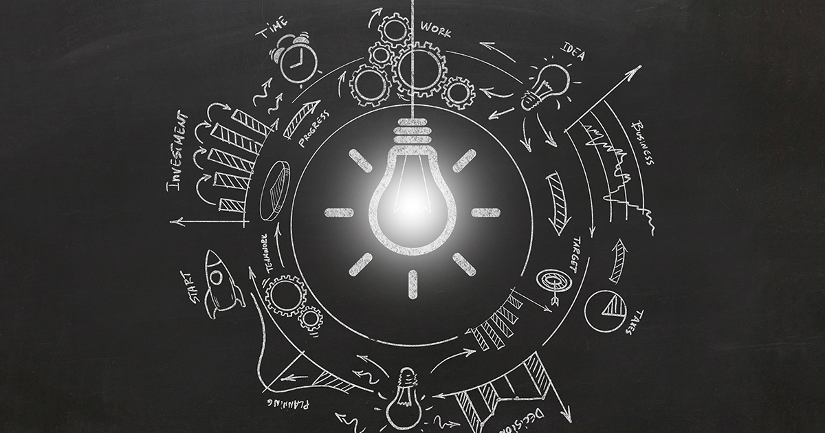 New creative idea light bulb brainstorming