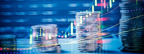 rising coin stacks