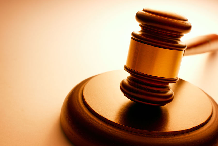 Wooden gavel used by a judge or auctioneer