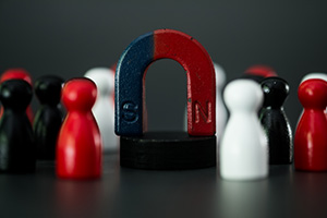 Magnets attracting people