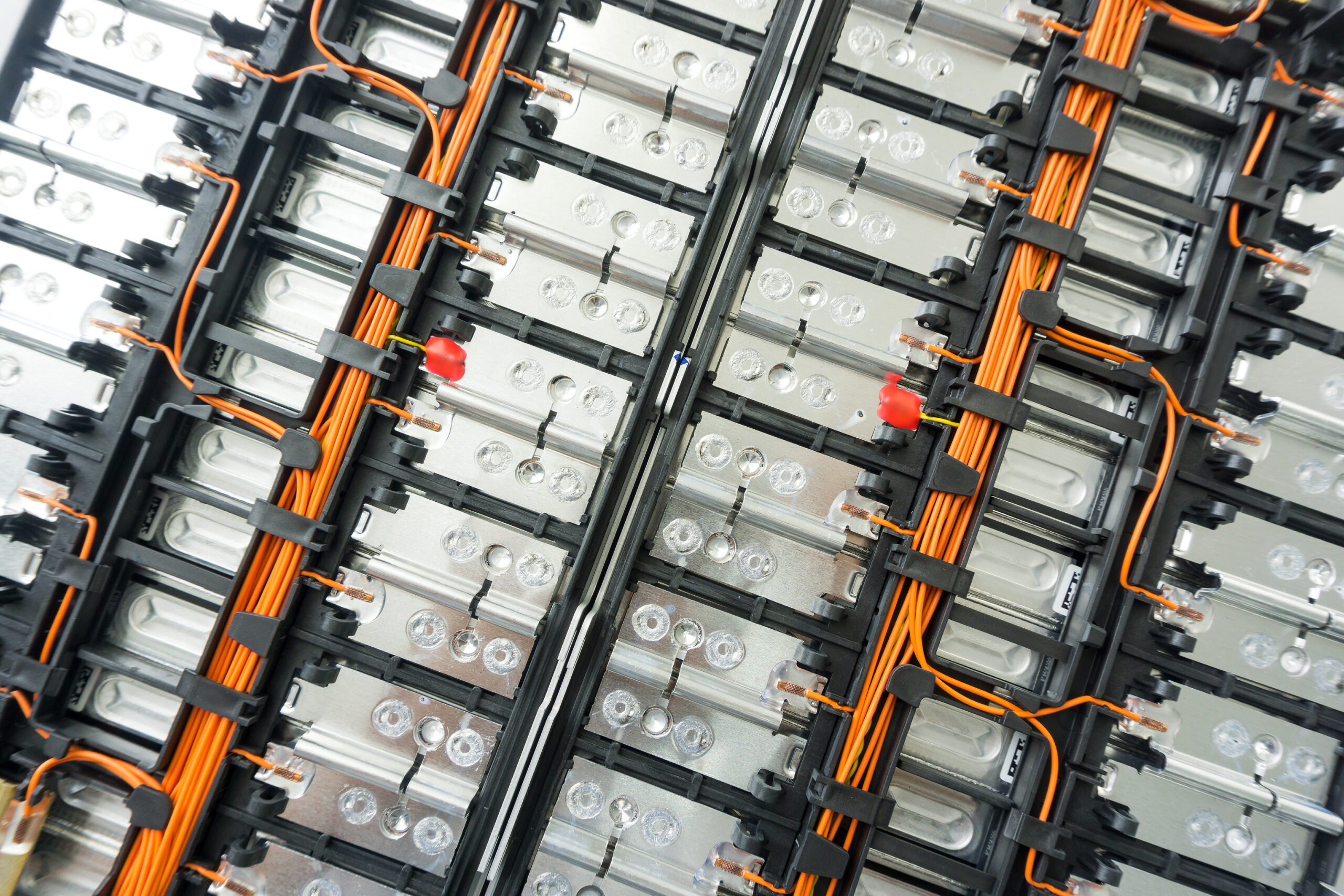 Selective,Focus,Of,Electric,Car,Lithium,Battery,Pack,And,Wiring
