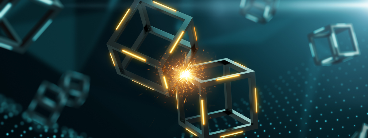 2 blocks clashed creating a spark inside blockchain system-shutterstock_1067053463