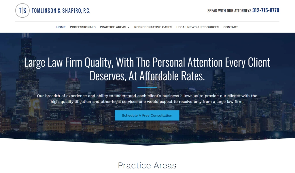 Tomlinson & Shapiro, P.C. business law website design