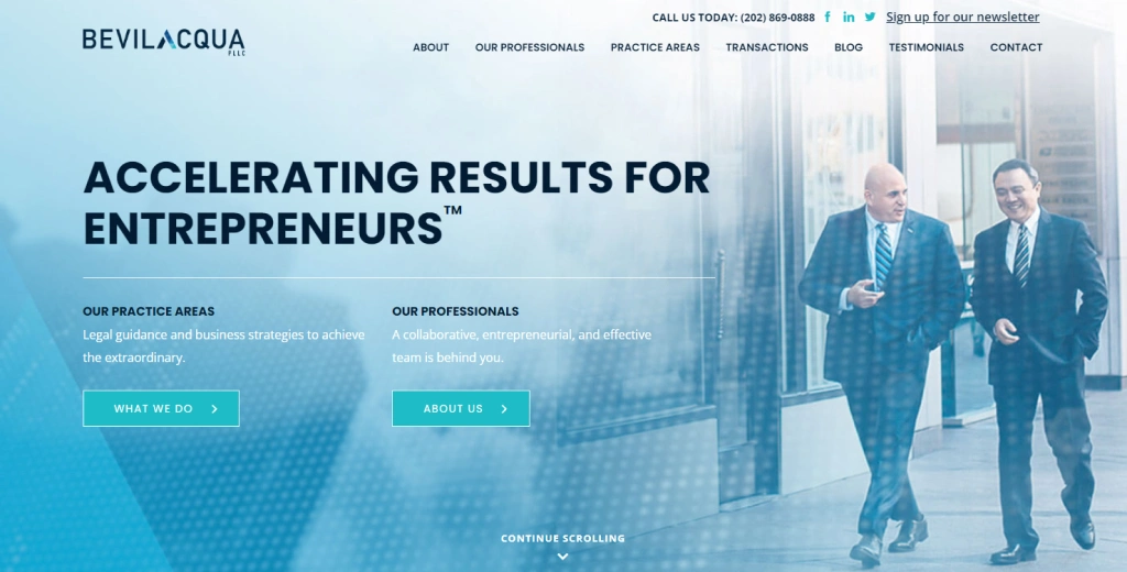 Bevilacqua PLLC business law website design
