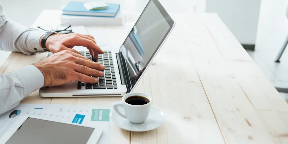business needs man signing a contract online