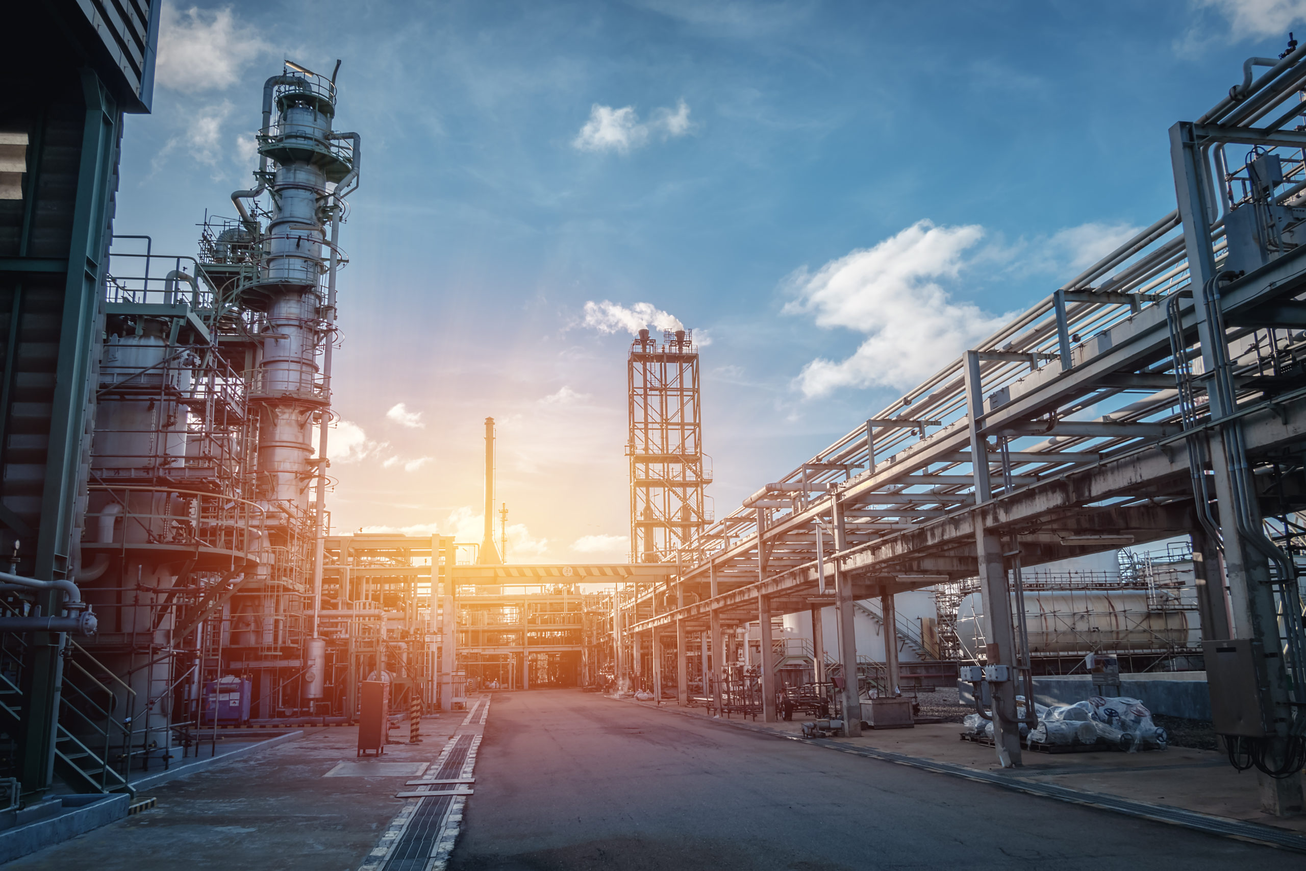 Pipeline,And,Pipe,Rack,Of,Petroleum,Industrial,Plant,With,Sunset