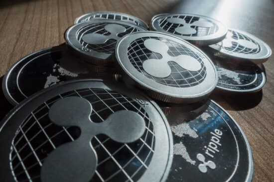 Ripple,Xrp,Crypto,Currency,Coins,Stack,On,Table