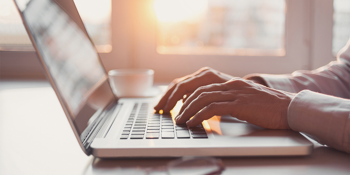 Man using laptop computer